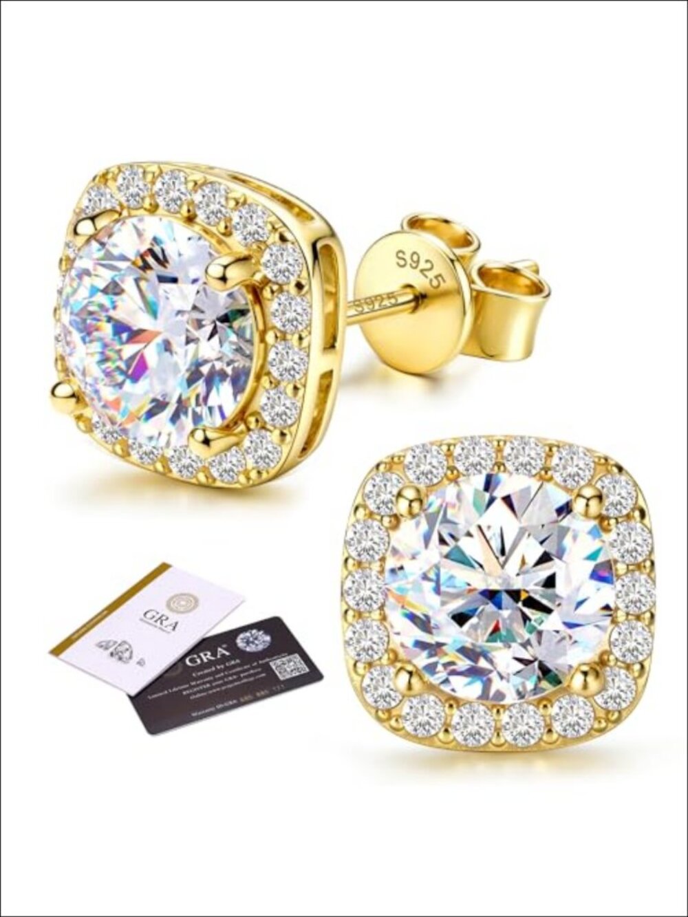Moissanite Halo Stud Earrings 925 Sterling Silver 0.5CT D Color VVS1
